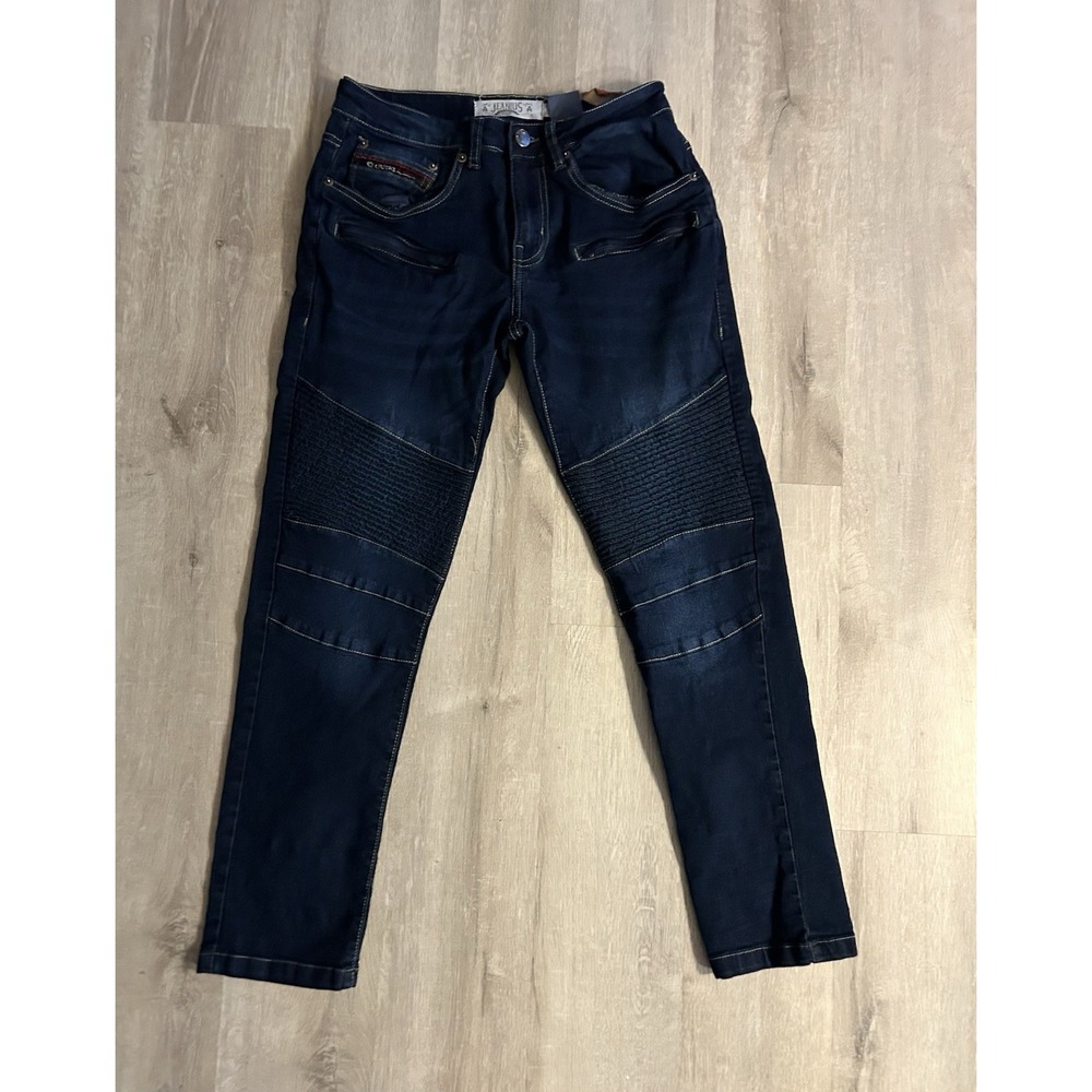 Akademiks Jeanus Jeans, Vintage Y2K 90's Dark Wash Denim Ribbed Panels 32x30 NWT